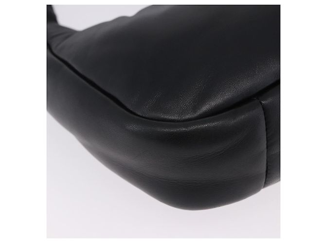 Bolsa de mão PRADA em couro Nappa acolchoado macio 2way Preta Prata Auth 199964SAM Preto - vista 12