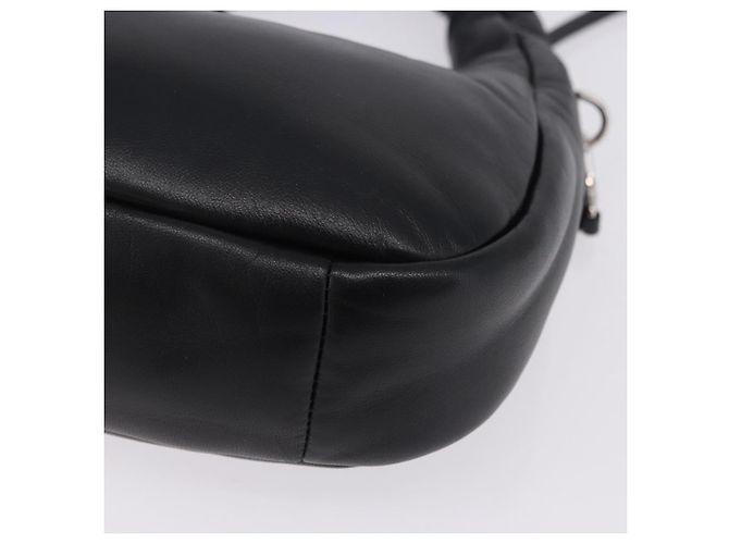 Bolsa de mão PRADA em couro Nappa acolchoado macio 2way Preta Prata Auth 199964SAM Preto - vista 13