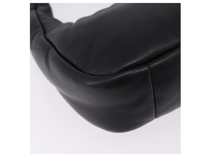 Bolsa de mão PRADA em couro Nappa acolchoado macio 2way Preta Prata Auth 199964SAM Preto - vista 14