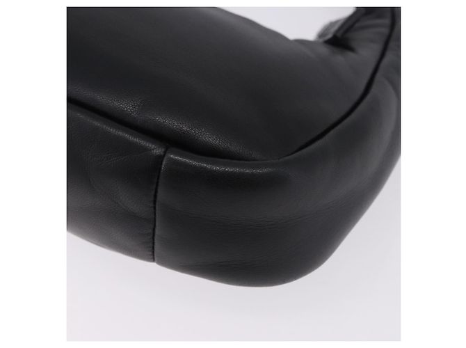Bolsa de mão PRADA em couro Nappa acolchoado macio 2way Preta Prata Auth 199964SAM Preto - vista 15