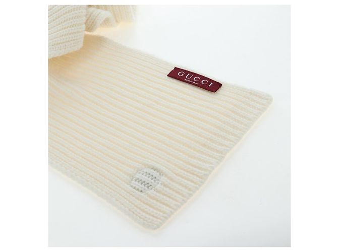 Sciarpa GUCCI Cashmere Avorio Tono Oro 773426 Auth BA15459V Crudo - vista 12