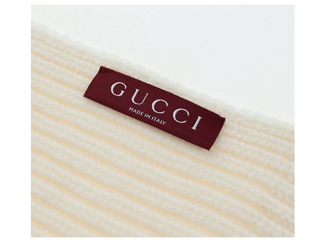 Sciarpa GUCCI Cashmere Avorio Tono Oro 773426 Auth BA15459V Crudo - vista 14