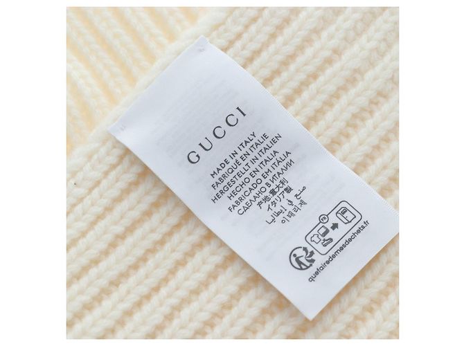 Sciarpa GUCCI Cashmere Avorio Tono Oro 773426 Auth BA15459V Crudo - vista 15