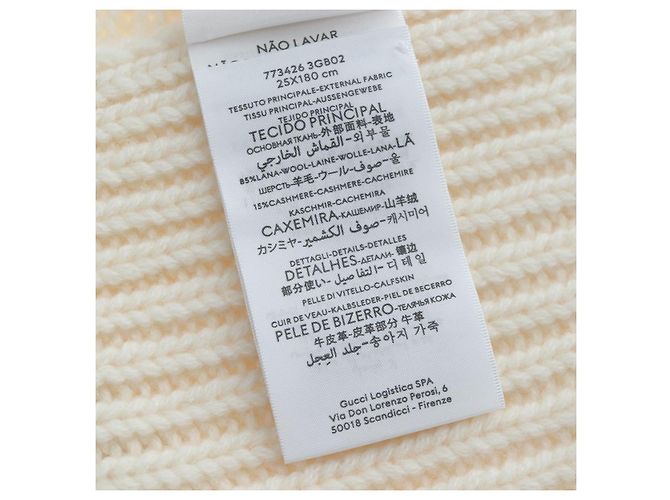 Sciarpa GUCCI Cashmere Avorio Tono Oro 773426 Auth BA15459V Crudo - vista 16