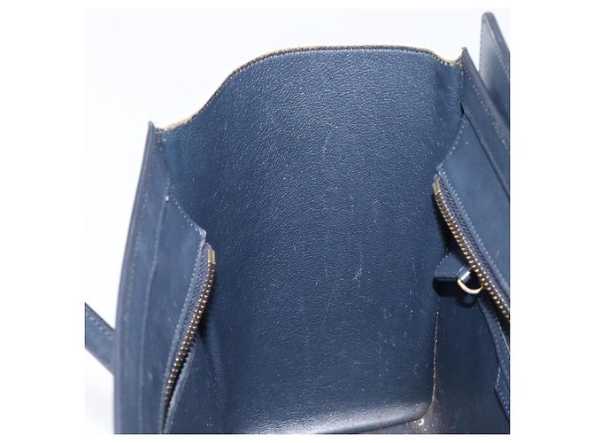 Céline Bolso de mano CELINE Luggage Micro shopper de cuero blanco con herrajes dorados Auth 198867A - vista 22