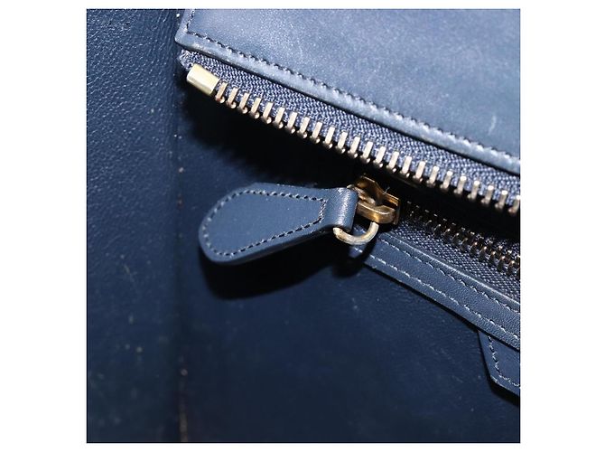 Céline Bolso de mano CELINE Luggage Micro shopper de cuero blanco con herrajes dorados Auth 198867A - vista 23