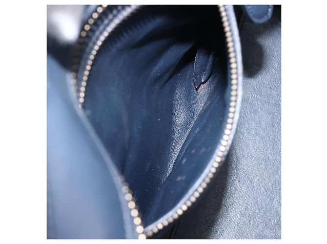Céline Bolso de mano CELINE Luggage Micro shopper de cuero blanco con herrajes dorados Auth 198867A - vista 24