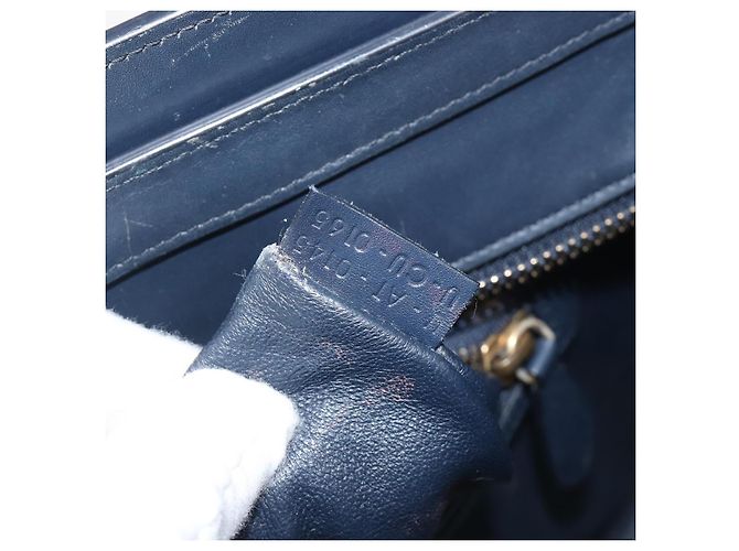Céline Bolso de mano CELINE Luggage Micro shopper de cuero blanco con herrajes dorados Auth 198867A - vista 26