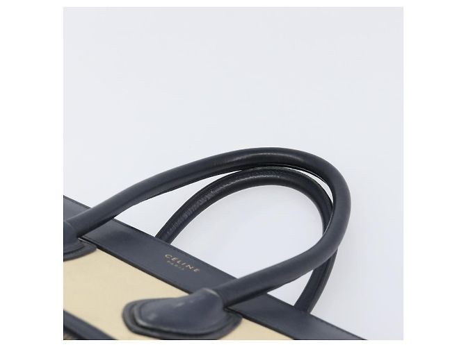 Céline Bolso de mano CELINE Luggage Micro shopper de cuero blanco con herrajes dorados Auth 198867A - vista 8