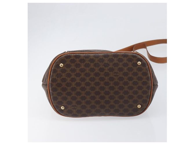 Céline Borsa a Tracolla CELINE Macadam PVC Pelle Marrone Tono Oro Auth 198476 - vista 10