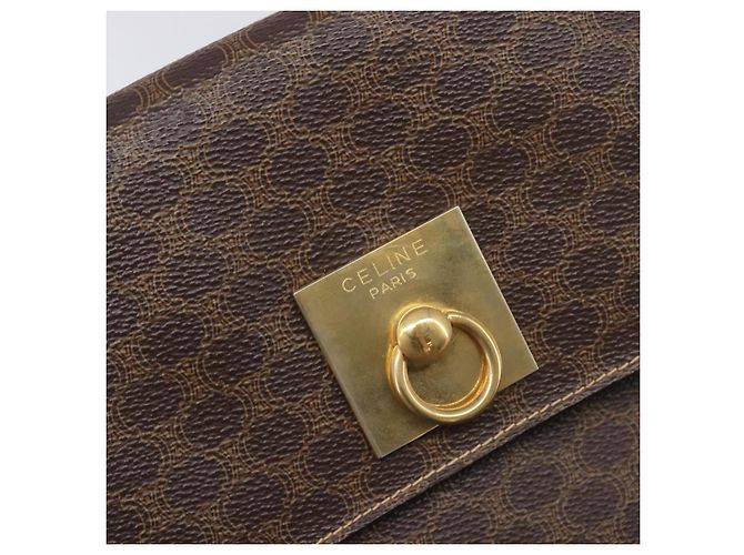 Céline Borsa a Tracolla CELINE Macadam PVC Pelle Marrone Tono Oro Auth 198476 - vista 15