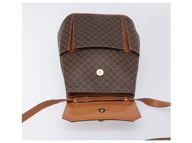 Céline Borsa a Tracolla CELINE Macadam PVC Pelle Marrone Tono Oro Auth 198476 - vista 16