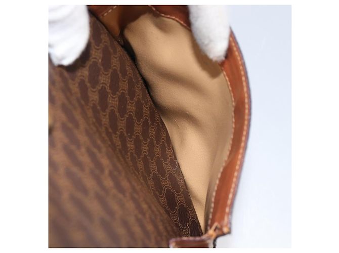 Céline Borsa a Tracolla CELINE Macadam PVC Pelle Marrone Tono Oro Auth 198476 - vista 23