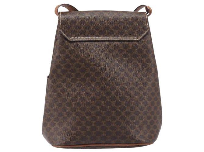 Céline Borsa a Tracolla CELINE Macadam PVC Pelle Marrone Tono Oro Auth 198476 - vista 3