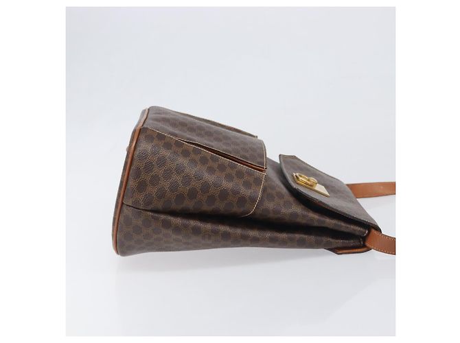 Céline Borsa a Tracolla CELINE Macadam PVC Pelle Marrone Tono Oro Auth 198476 - vista 4