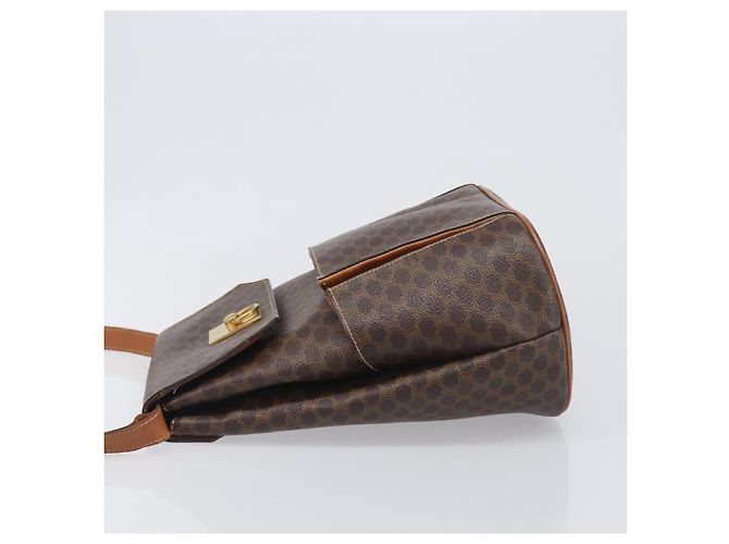 Céline Borsa a Tracolla CELINE Macadam PVC Pelle Marrone Tono Oro Auth 198476 - vista 5