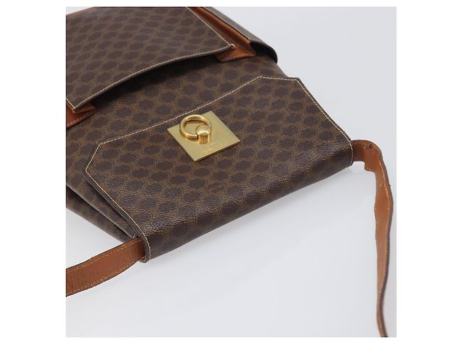 Céline Borsa a Tracolla CELINE Macadam PVC Pelle Marrone Tono Oro Auth 198476 - vista 6
