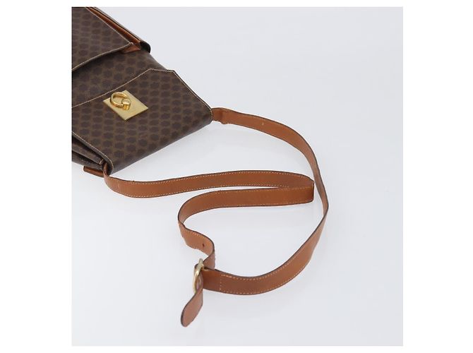 Céline Borsa a Tracolla CELINE Macadam PVC Pelle Marrone Tono Oro Auth 198476 - vista 7