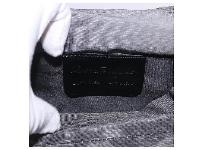 Borsa a Mano Salvatore Ferragamo Nylon 2way Nero Argento Auth BA15393 - vista 17