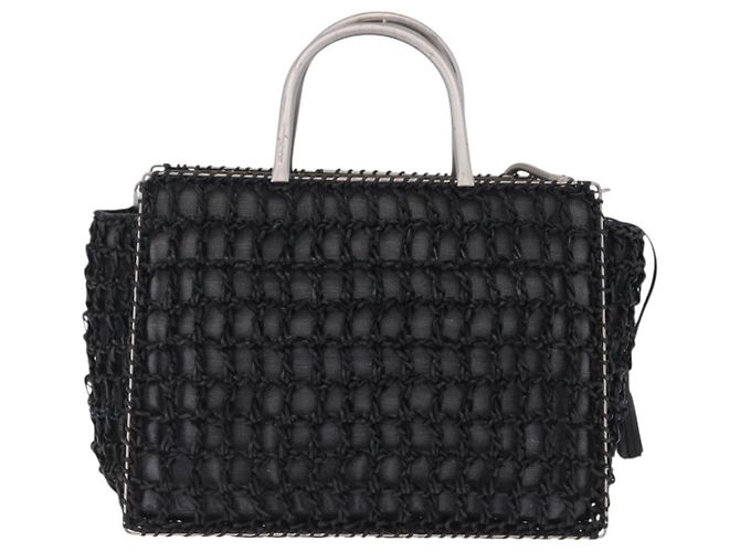 Borsa a Mano Salvatore Ferragamo Nylon 2way Nero Argento Auth BA15393 - vista 3