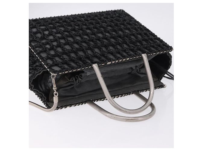 Borsa a Mano Salvatore Ferragamo Nylon 2way Nero Argento Auth BA15393 - vista 6