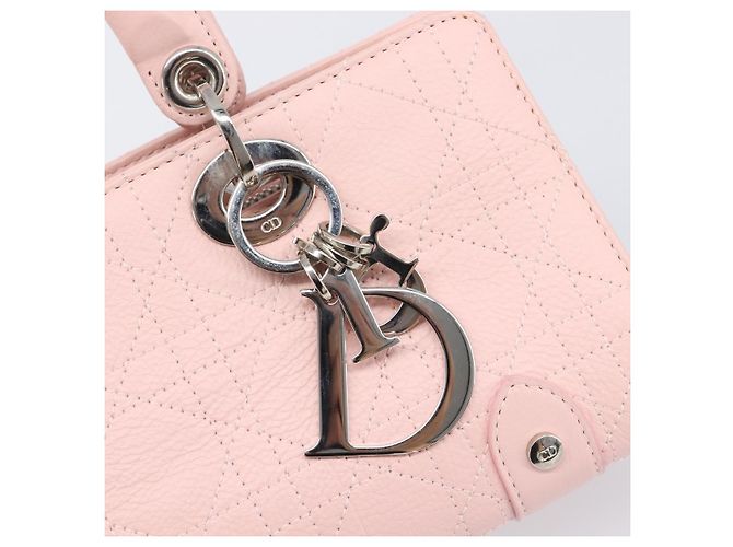 Borsa Christian Dior Cannage Lady D Joy in pelle rosa argento autentica 198283SAM - vista 14