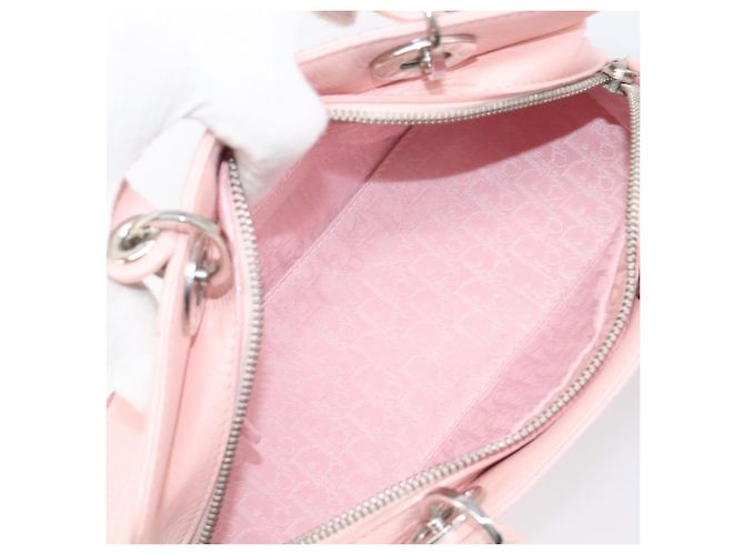 Borsa Christian Dior Cannage Lady D Joy in pelle rosa argento autentica 198283SAM - vista 18