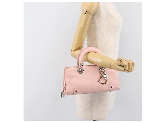 Borsa Christian Dior Cannage Lady D Joy in pelle rosa argento autentica 198283SAM - vista 24