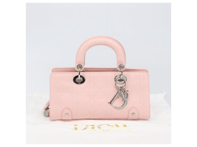 Borsa Christian Dior Cannage Lady D Joy in pelle rosa argento autentica 198283SAM - vista 25