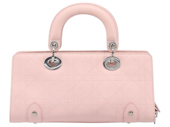 Borsa Christian Dior Cannage Lady D Joy in pelle rosa argento autentica 198283SAM - vista 3