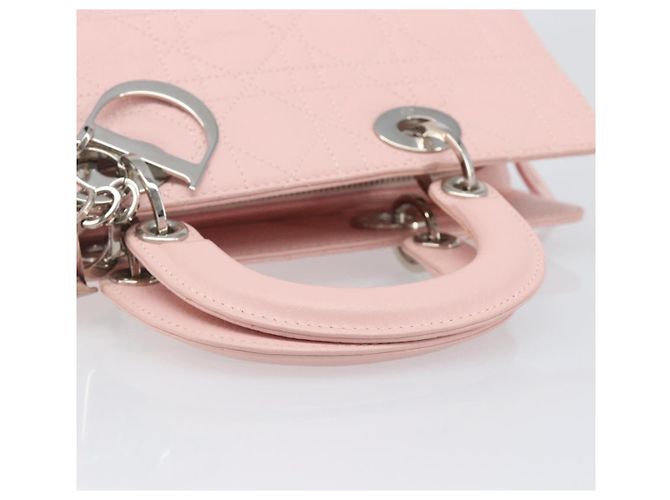 Borsa Christian Dior Cannage Lady D Joy in pelle rosa argento autentica 198283SAM - vista 7