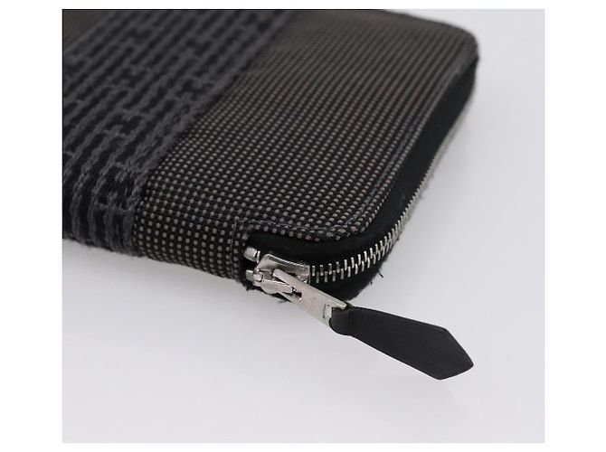 Hermès HERMES Her Line Perth PM Wallet Canvas Gray Silver Auth 202172A Marrone Argento - vista 10