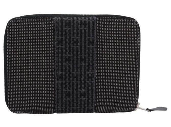 Hermès HERMES Her Line Perth PM Wallet Canvas Gray Silver Auth 202172A Marrone Argento - vista 3