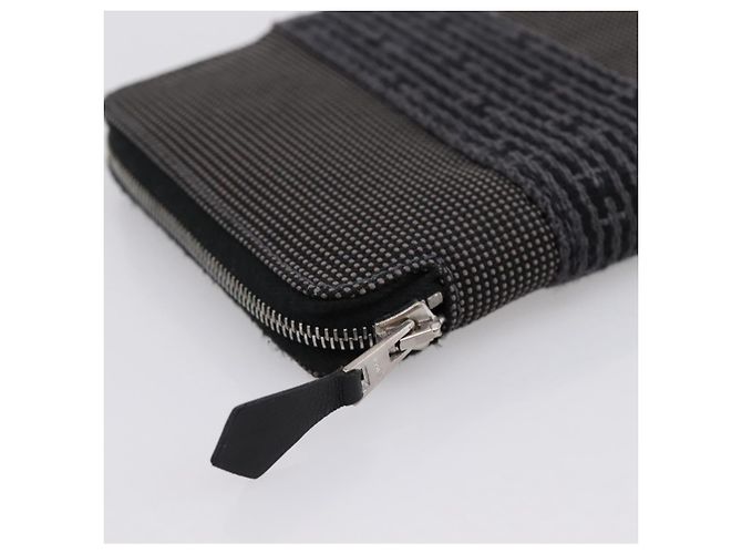 Hermès HERMES Her Line Perth PM Wallet Canvas Gray Silver Auth 202172A Marrone Argento - vista 9