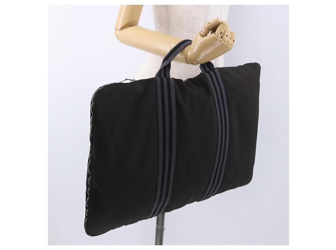 Hermès HERMES Fourre Tout Porte Documents Business Bag Canvas Gray Auth 200068A Marrone - vista 19