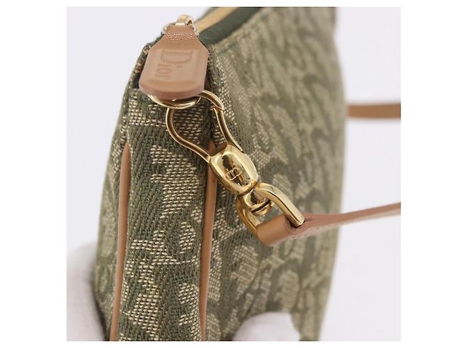Borsa a mano Pouch Saddle Christian Dior Trotter Canvas Khaki Gold Auth mr2899V D'oro Cachi - Ansicht 14