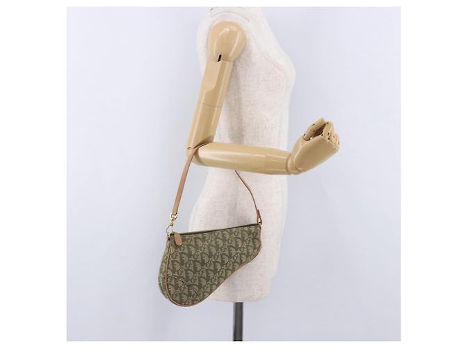 Borsa a mano Pouch Saddle Christian Dior Trotter Canvas Khaki Gold Auth mr2899V D'oro Cachi - Ansicht 21