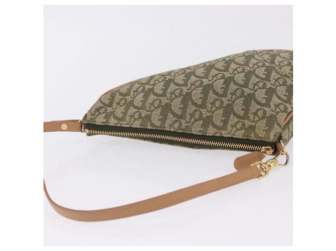 Borsa a mano Pouch Saddle Christian Dior Trotter Canvas Khaki Gold Auth mr2899V D'oro Cachi - Ansicht 6