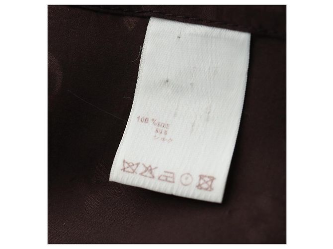 LOUIS VUITTON Camicia a maniche corte in seta 40 Marrone LV Auth 193730M - vista 19
