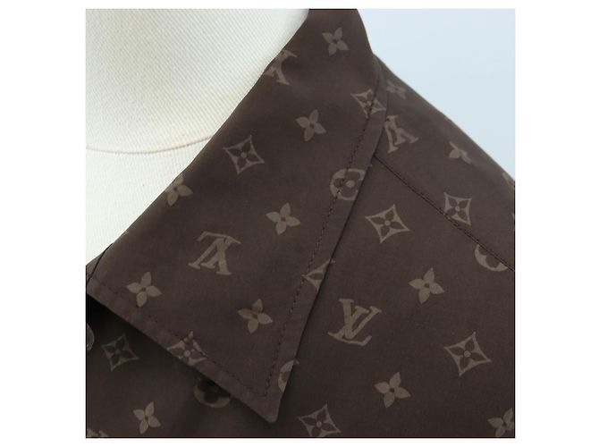 LOUIS VUITTON Camicia a maniche corte in seta 40 Marrone LV Auth 193730M - vista 6