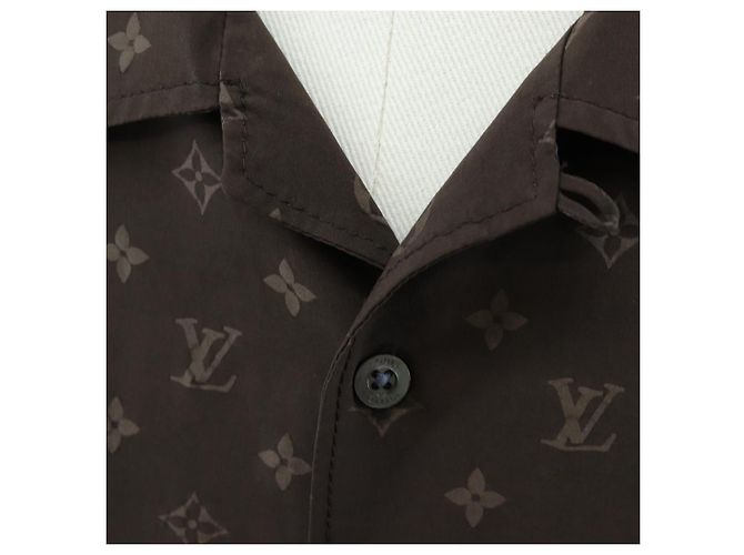 LOUIS VUITTON Camicia a maniche corte in seta 40 Marrone LV Auth 193730M - vista 7