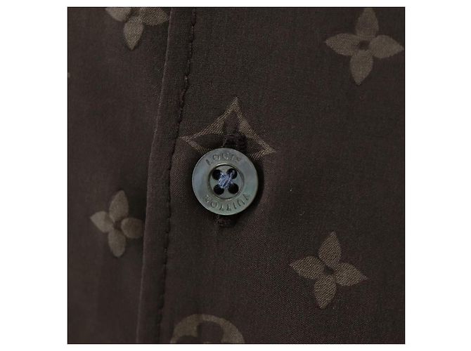 LOUIS VUITTON Camicia a maniche corte in seta 40 Marrone LV Auth 193730M - vista 8