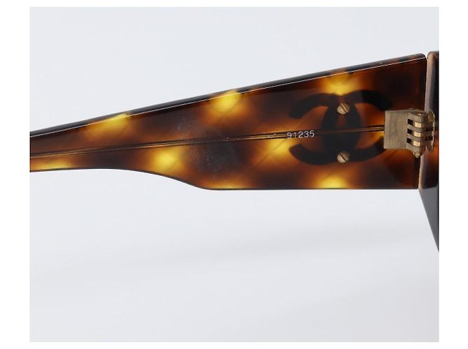 Gafas de sol CHANEL estampado carey de plástico marrón y dorado CC Auth BA15309 Castaño - vista 13