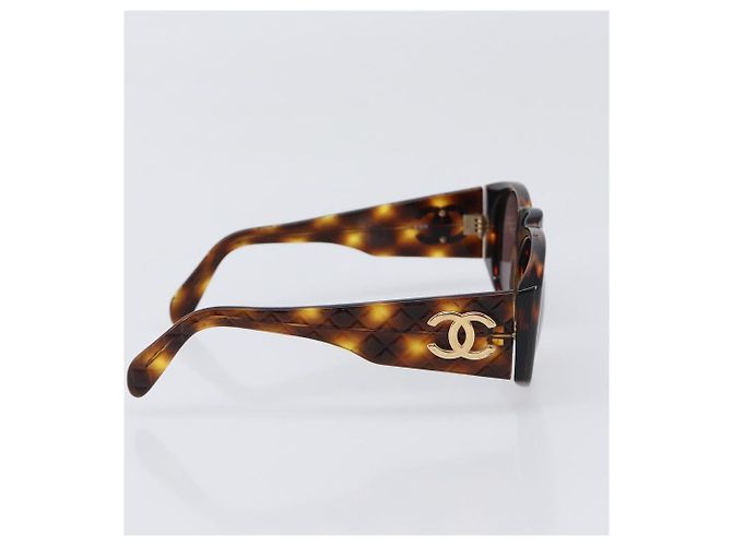 Gafas de sol CHANEL estampado carey de plástico marrón y dorado CC Auth BA15309 Castaño - vista 5