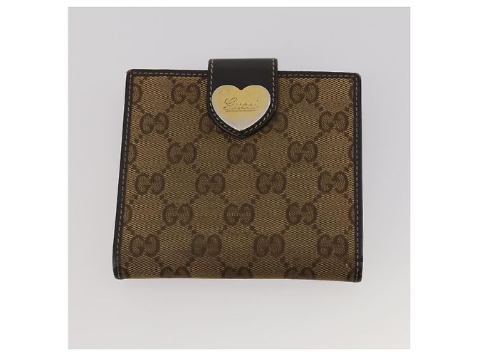 Carteira Bolsa GUCCI GG Leather Canvas 6 Set Beige Black Auth am12473 Preto Bege - vista 25