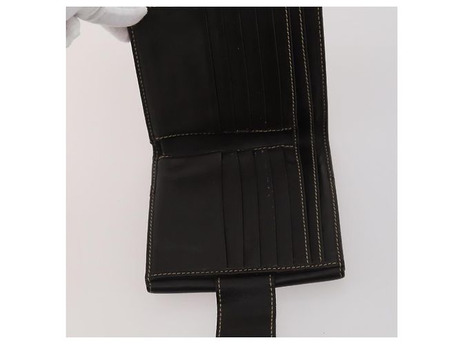 Carteira Bolsa GUCCI GG Leather Canvas 6 Set Beige Black Auth am12473 Preto Bege - vista 29