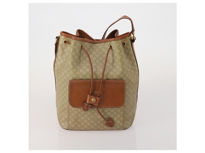 Céline Borsa a tracolla CELINE Macadam Canvas PVC Pelle Set da 3 Marrone Beige Auth 198572 - vista 2