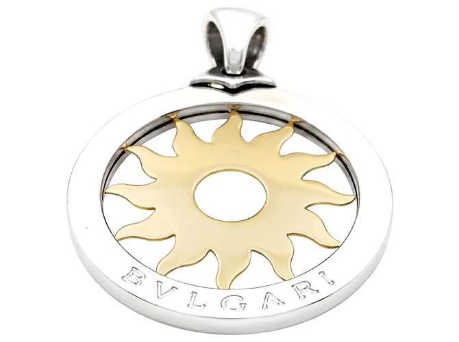 Pendente Bulgari, "Tondo Sun", oro giallo e acciaio. - vista 3