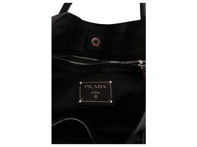 Borsa tote Prada in pelle nera Nero - vista 7