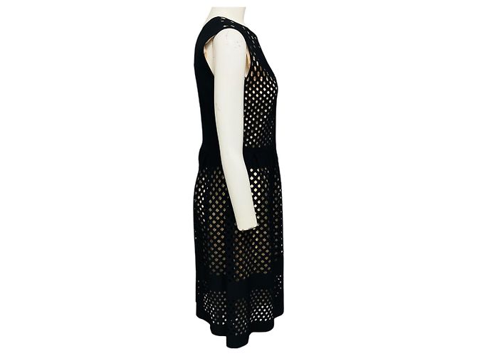 Fendi ärmelloses Strickkleid mit Openwork-Detail in Schwarz - Ansicht 2